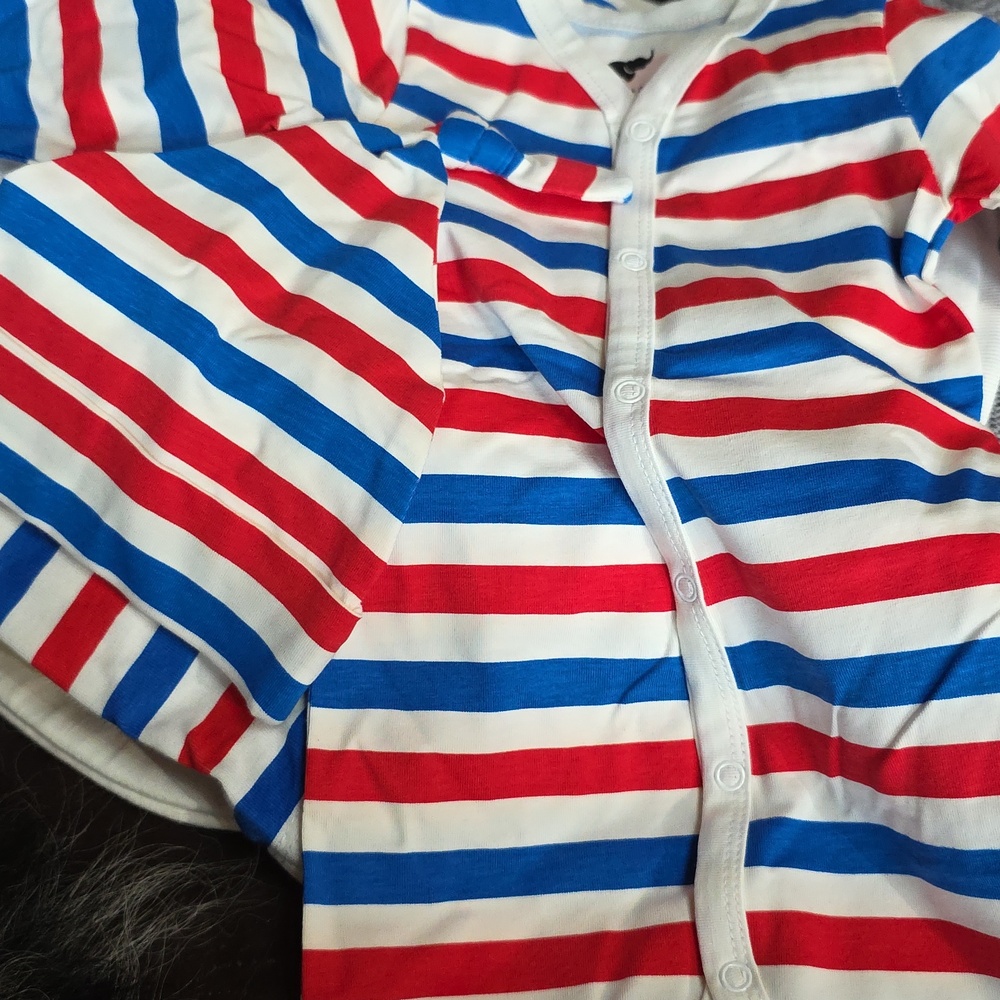 Monica+Andy, Mom&Baby Shower Gift, Red,White& Blue. Matching Pjs & Blanket. New